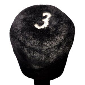 Golf Fairway 3 Wood Headcover Head Cover Plush Black Silver Long Neck Unbranded